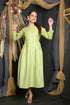OWO THE LABEL Full Sleeve Women Dress Light Green Front Button Pattern Long Dress (OTL-DRS1088)